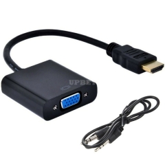 Adapter Cable HD Converter From HDMI Male to VGA Female Analog Signal + Audio Jack 3,5mm Cable