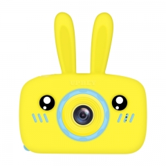 2 Inch HD Screen Digital Mini Camera Kids Cartoon Cute Camera Toys Outdoor Photography Props for Child  Yellow rabbit