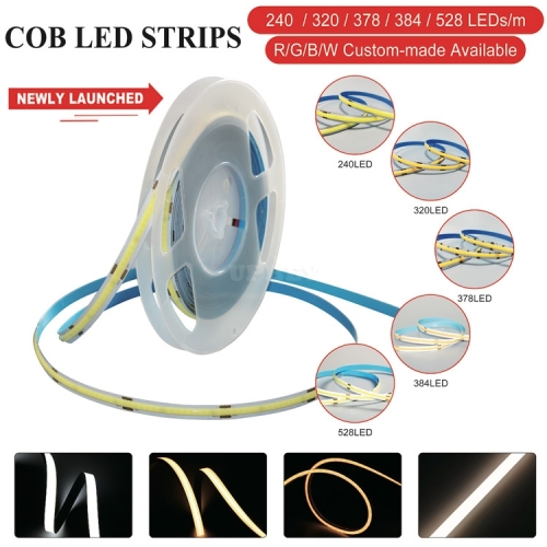 B2B New 2021 COB LED Strip Light 240 / 320 / 378 / 384 / 528 Leds/m RGB/W Custom Made Direct Factory