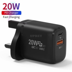 20W Type-C PD 3.0 Quick Charge Adpater QC 3.0 Plug USB-C USB-A Qualcomm Wall Charging Protections for iPhone Samsung Xiaomi Huawei EU US UK AU