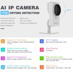 VStarcam C92S IP Wireless Camera Motion Smoke Humanoid Crying Baby Monitor Detection Led Wifi Indoor Record TF Cloud Night Vision Security CCTV